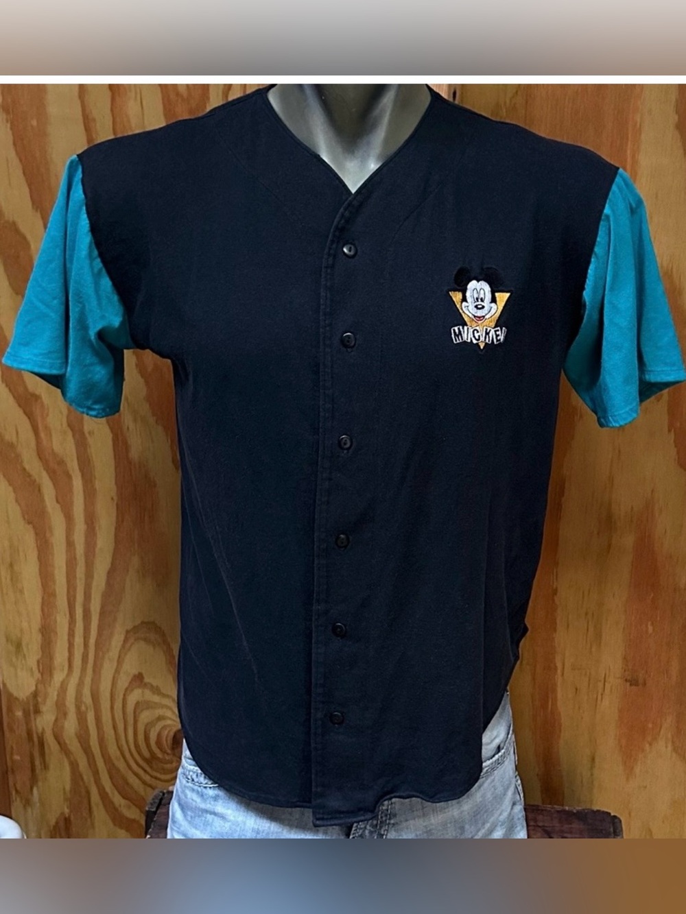 Vintage Mickey unlimited T-shirt button front large Mickey Mouse